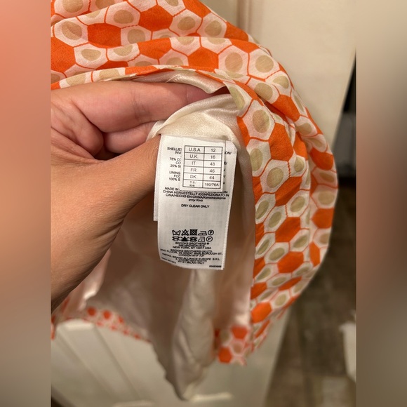 Brooks Brothers Orange Green Print Sheath Sleeveless Dress Lined Zip Back NWT 12 - Picture 4 of 7